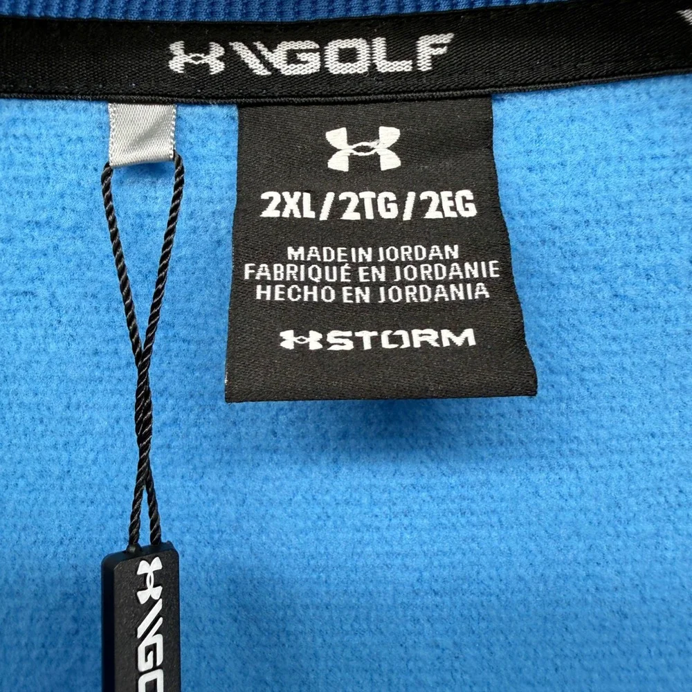 NEW Under Armour UA Drive SweaterFleece Mens 2XL Pullover Blue Heathered 1/4 Zip